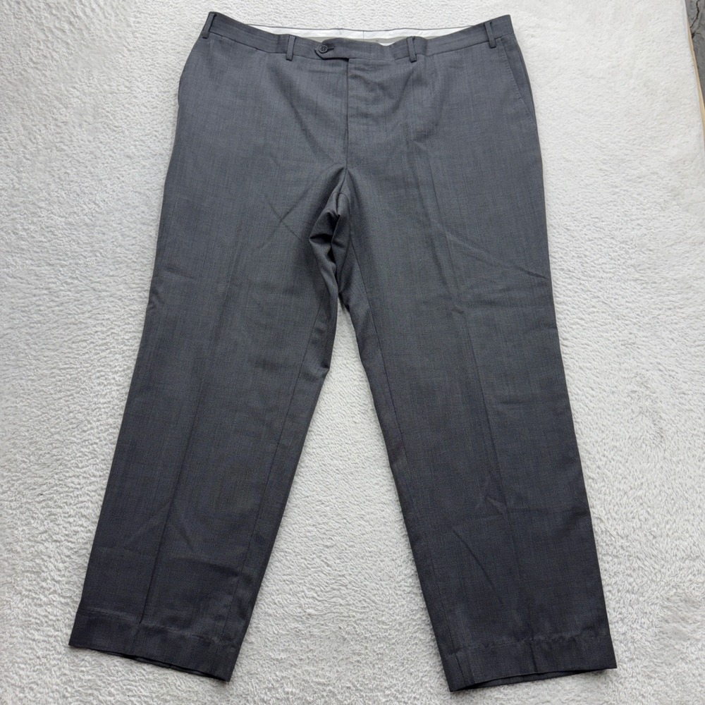 Canali Mens Gray 100% Wool Flat Front Dress Pants Trousers 42 60 Made in Italy